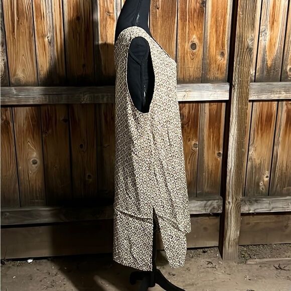 Chaus vest duster brown cream geometric sleeveless 12 FIRM on PRICE - Picture 4 of 6